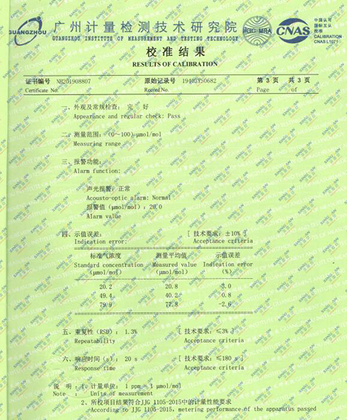 臭氣檢測儀計量校準報告